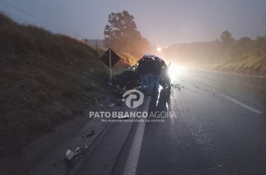  Acidente envolvendo carro e caminhão deixa uma pessoa morta e uma ferida na PR 280