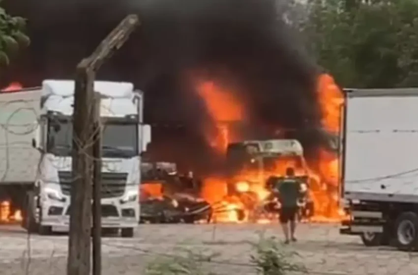  Incêndio de grandes proporções gera destruição em transportadora no Paraná